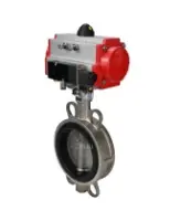 Затвор дисковый поворотный DN.ru WBV3232E-2W-Fb-H Ду150 Ру16, корпус - нержавеющая сталь 316L, диск - нержавеющая сталь 316L, уплотнение - EPDM, с пневмоприводом DN.ru PA-DA-105 и пневмораспределителем 4M310-08 DC24V