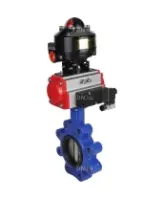 Затвор дисковый поворотный DN.ru WBV1616E-2W-Fb-H Ду100 Ру16 LUG корпус - чугун QT450, диск - чугун QT450, уплотнение - EPDM, с пневмоприводом DN.ru PA-DA-083, пневмораспределителем 4M310-08 AC220V и БКВ APL-510N EX