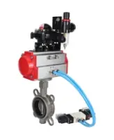 Затвор дисковый поворотный DN.ru WBV3131N-2W-Fb-H Ду150 Ру16, корпус - нержавеющая сталь 304, диск - нержавеющая сталь 304, уплотнение - NBR, с пневмоприводом DN.ru DN.ru PA-SA-160, пневмораспределителем 4V320-08 AC220V, БКВ APL-210N и БПВ AFC2000
