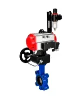 Затвор дисковый поворотный DN.ru WBV1616E-2W-Fb-H Ду125 Ру16 LUG корпус - чугун QT450, диск - чугун QT450, уплотнение - EPDM, с пневмоприводом DN.ru PA-DA-105, пневмораспределителем 4M310-08 AC220V, дублером MON3-700-T38-ISO и БПВ AFC2000