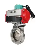 Затвор дисковый поворотный DN.ru WBV3131E-2W-W-H Ду50 Ру10 под приварку, корпус - пищевая нержавеющая сталь 304, уплотнение - EPDM, с пневмоприводом PA-SA-065, пневмораспределителем 4M310-08 220В NAMUR и магнитным переключателем ALS200D