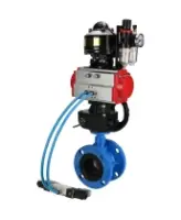 Затвор дисковый поворотный DN.ru WBV1313E-2W-F-H Ду100 Ру16 фланцевый, корпус - чугун GGG40, диск - чугун GGG40, EPDM, с пневмоприводом DN.ru PA-DA-105, пневмораспределителем 4V320-10 AC220V, БКВ APL-510N EX, ручным дублером MON1-250-T26-ISO и БПВ AFC2000