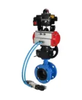Затвор дисковый поворотный DN.ru WBV1313E-2W-F-H Ду100 Ру16 фланцевый, корпус - чугун GGG40, диск - чугун GGG40, EPDM, с пневмоприводом DN.ru PA-DA-105, пневмораспределителем 4V320-08 AC220V, БКВ APL-410N EX и ручным дублером MON1-250-T26-ISO