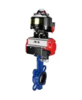 Затвор дисковый поворотный DN.ru WBV1432E-2W-Fb-H Ду100 Ру16, корпус - чугун GGG50, диск - нержавеющая сталь 316L, уплотнение - EPDM, с пневмоприводом DN.ru PA-DA-083 двойного действия, пневмораспределителем 4M310-08 AC220V, БКВ APL-510N-EX