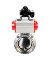 Затвор дисковый поворотный DN.ru WBV3131E-2W-T-H Ду50 Ру10 резьбовой, пищевая нержавеющая сталь 304, уплотнение – EPDM, с пневмоприводом DN.ru PA-DA-065 и БКВ DN.ru APL-210N