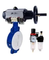 Затвор дисковый поворотный DN.ru WBV3434Pf-2W-Fb-R Ду200 Ру16 корпус - углеродистая сталь WCB, диск - углеродистая сталь WCB, футерованный PTFE, уплотнение - PTFE, с пневмоприводом PA-DA-105-1, с пневмораспределителем 4V320-08 AC220V, БПВ AFC2000