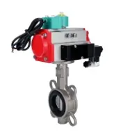 Затвор дисковый поворотный DN.ru WBV3131V-2W-Fb-H Ду50 Ру16 межфланцевый, корпус - нержав.сталь 304, диск - нержав.сталь 304, уплотнение - VITON, с пневмоприводом PA-SA-083, пневмораспределителем 4M310-08 220В NAMUR и магнитным переключателем ALS200D