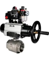 Кран шаровой DN.ru BV3232P(2pc)-FP-T-ISO-H Ду100 Ру40 полнопроходной двухходовой, нержавеющая сталь SS316, внутренняя резьба, PTFE, с пневмоприводом PA-DA-105-1, с пневмораспределителем 4M310-08 AC220V, с БКВ APL-410N EX, с БПВ AFC2000