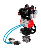 Кран шаровой DN.ru BV3232P(3pc)-FP-W-ISO-H WDVF Ду40 Ру40 полнопроходной, трехсоставной, нерж. сталь 316, PTFE, под приварку, с пн.приводом PA-DA-065, пн.распределителем 4V320-08 AC220V, БКВ APL-410N EX, руч. дублером MON1-250-T26-ISO, БПВ AFC2000
