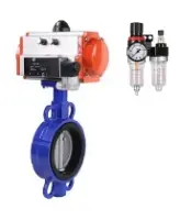 Затвор дисковый поворотный DN.ru WBV1132N-2W-Fb-H Ду125 Ру16, корпус - чугун GG25, диск - нержавеющая сталь 316L, уплотнение - NBR, с пневмоприводом DN.ru PA-DA-105 двойного действия, с пневмораспределителем 4V320-08 AC220V, с БПВ AFC2000