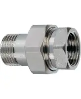 Соединение разъемное (американка) DN.ru А-304-НР-ВР-PTFE 1 1/2″ Ду40 Ру20 с уплотнением под гайкой по плоскости, корпус - нержавеющая сталь AISI 304, присоединение - наружная/внутренняя резьба, тип резьбы - BSPT/BSPP