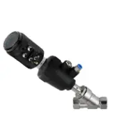 Клапан отсечной пневматический DN.ru VSP3241P-T-1PNC 1 1/2″ Ду40 Ру25 корпус - нержавеющая сталь SS316, резьбовой, Y-образный, корпус привода - пластик, с электропневматическим интеллектуальным позиционером DN.ru ЭИП-1500 (ход 5-25мм)