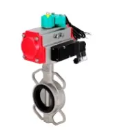 Затвор дисковый поворотный DN.ru WBV3131V-2W-Fb-H Ду50 Ру16 корпус - нержавеющая сталь 304, диск - нержавеющая сталь 304, уплотнение - VITON, с пневмоприводом PA-DA-065, пневмораспределителем 4M310-08 DC24V и магнитным переключателем ALS200D