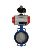 Затвор дисковый поворотный DN.ru WBV1413E-2W-Fb-H Ду200 Ру16, корпус - чугун GGG50, диск - чугун GGG40, уплотнение - EPDM, с пневмоприводом DN.ru PA-SA-160 с возвратными пружинами, пневмораспределителем 4M310-08 AC220V, БКВ APL-410N EX