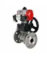 Кран шаровой DN.ru BV3131P(3pc)-FP-F-ISO-H Ду100 Ру16 полнопроходной, фланцевый, корпус - нержавеющая сталь 304, PTFE, 22х22, WDVF, с пневмоприводом PA-DA-105, пневмораспределителем 4M320-08 AC220V и ручным дублером MON3-700-T38-ISO