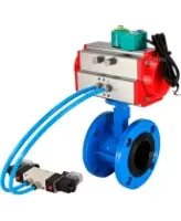 Затвор дисковый поворотный DN.ru WBV1331E-2W-F-H Ду50 Ру16, корпус - чугун GGG40, диск - нержавеющая сталь 304, уплотнение - EPDM, с пневмоприводом PA-DA-105, пневмораспределителем 4M320-10 AC220V и магнитным переключателем ALS200D