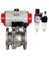 Кран шаровой DN.ru BV3232P(2pc)-FP-F-ISO-R Ду250 Ру16 полнопроходной двухходовой, нержавеющая сталь 316, фланцевый, уплотнение - PTFE, с пневмоприводом PA-DA-160 двойного действия, пневмораспределителем 4M310-08 DC24V и БПВ AFC2000