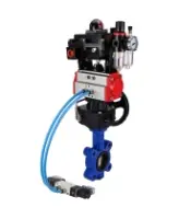 Затвор дисковый поворотный DN.ru WBV1616E-2W-Fb-H Ду125 Ру16 LUG корпус - чугун QT450, диск - чугун QT450, EPDM, с пневмоприводом DN.ru PA-DA-105, пневмораспределителем 4V320-08 AC220V, БКВ APL-410N EX, редуктором MON3-700-T38-ISO и БПВ AFC2000