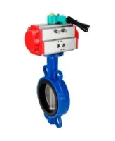Затвор дисковый поворотный для абразивных сред DN.ru WBV1632E-2W-Fb-H Ду65 Ру16 корпус - чугун QT450, диск - нержавеющая сталь 316L, уплотнение - EPDM, с пневмоприводом PA-DA-052 и магнитным переключателем ALS200D
