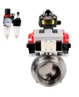 Затвор дисковый поворотный кламповый DN.ru WBV3131S-2W-C-H Ду50 Ру10 корпус - пищевая нержавеющая сталь 304, уплотнение – Silicon, с пневмоприводом DN.ru PA-DA-052, пневмораспределителем DN.ru 4V320-08 AC220V, БКВ DN.ru APL-510N EX и БПВ DN.ru AFC2000