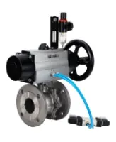 Кран шаровой DN.ru BV3232P(2pc)-FP-F-ISO-H Ду100 Ру16 полнопроходной фланцевый, корпус - нержавеющая сталь SS316, уплотнение - PTFE, с пневмоприводом PA-DA-105-1, пневмораспределителем 4M320-08 AC220V и БПВ AFC2000