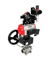 Кран шаровой DN.ru BV3232P(3pc)-FP-W-ISO-H WDVF Ду40 Ру40 полнопроходной, трехсоставной, нерж. сталь 316, PTFE, под приварку, с пн.приводом PA-DA-065, пн.распределителем 4M310-08 AC220V, БКВ APL-210N, руч. дублером MON1-250-T26-ISO, БПВ AFC2000
