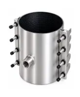 Хомут врезной с отводом (внутренняя резьба) DN.ru CTf-31E(2pc)-300-15 1/2″ Ду100 (Дн108-128) Ру16 двухсоставный, материал корпуса - нержавеющая сталь AISI 304, уплотнение - EPDM, длина - 300мм