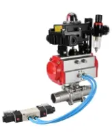Кран шаровой DN.ru BV3232P(3pc)-FP-W-ISO-H LONG Ду80 Ру25 полнопроходной, корпус - нержавеющая сталь 316, уплотнение - PTFE, под приварку, с пневмоприводом PA-DA-083, пневмораспределителем 4V320-08 AC220V, БКВ APL-410N EX и БПВ AFC2000