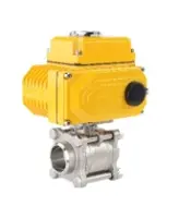 Кран шаровой DN.ru BV3232P(3pc)-FP-W-ISO-H Ду80 Ру25 полнопроходной двухходовой, нержавеющая сталь SS316, под приварку, уплотнение - PTFE, с электроприводом DN.ru QT-N-015EM-O1-220VAC-У1