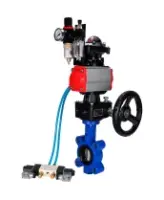 Затвор дисковый поворотный DN.ru WBV1631N-2W-Fb-H Ду150 Ру16 LUG, корпус - чугун, диск - сталь 304, уплотнение - NBR, с пневмоприводом PA-DA-105, пневмораспределителем 4M320-08 AC220V, ручным дублером MON3-700-T38-ISO, БКВ APL-210N и БПВ AFC2000