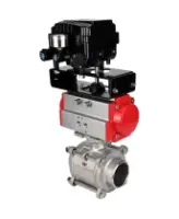 Кран шаровой DN.ru BV3232P(3pc)-FP-W-ISO-H WDVF Ду40 Ру40 полнопроходной, трехсоставной, корпус - нержавеющая сталь 316, уплотнение - PTFE, под приварку, с пневмоприводом PA-SA-105, электропн. поворотным позиционером YT-1000RSN с обратной связью