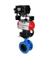 Затвор дисковый поворотный DN.ru WBV1313E-2W-F-H Ду100 Ру16 фланцевый, корпус - чугун GGG40, диск - чугун GGG40, EPDM, с пневмоприводом DN.ru PA-DA-105, позиционером DN.ru YT-1000RSN с обратной связью и ручным дублером DN.ru MON1-250-T26-ISO