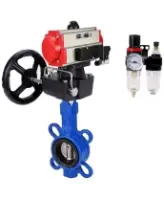 Затвор дисковый поворотный DN.ru WBV1132N-2W-Fb-H Ду125 Ру16, корпус - чугун GG25, диск - нержавеющая сталь 316L, уплотнение - NBR, с пневмоприводом PA-DA-105, пневмораспределителем 4M320-10 AC220V, ручным дублером MON3-700-T38-ISO и БПВ AFC2000