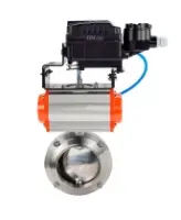 Затвор дисковый поворотный DN.ru WBV3131S-2W-W-H Ду80 Ру10 под приварку, пищевая нержавеющая сталь 304, уплотнение – Silicon, с пневмоприводом DN.ru PA-SA-083 и позиционером DN.ru YT-1000RSN без обратной связи