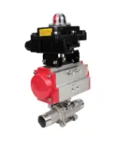 Кран шаровой DN.ru BV3232P(3pc)-FP-W-ISO-H LONG Ду65 Ру25 полнопроходной, корпус - нержавеющая сталь 316, уплотнение - PTFE, под приварку, с пневмоприводом DN.ru PA-DA-083 и БКВ APL-410N EX
