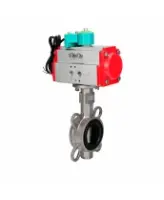 Затвор дисковый поворотный DN.ru WBV3232V-2W-Fb-H Ду80 Ру16, корпус - нержавеющая сталь 316L, диск - нержавеющая сталь 316L, уплотнение - VITON, с пневмоприводом PA-SA-105 и магнитным переключателем ALS200D