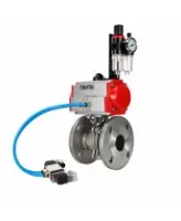 Кран шаровой DN.ru BV3232P(2pc)-FP-F-ISO-H WDVF Ду65 Ру16 полнопроходной, фланцевый, корпус - нержавеющая сталь 316, уплотнение - PTFE, с пневмоприводом PA-SA-130, пневмораспределителем 4V320-08 AC220V и БПВ AFC2000