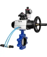 Затвор дисковый поворотный DN.ru WBV1616E-2W-Fb-H Ду125 Ру16 LUG корпус - чугун QT450, диск - чугун QT450, уплотнение - EPDM, с пневмоприводом DN.ru PA-DA-105-1, пневмораспределителем 4V320-08 AC220V, БКВ APL-210N и БПВ AFC2000