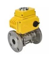 Кран шаровой DN.ru BV3131P(3pc)-FP-F-ISO-H Ду100 Ру16 полнопроходной трехсоставной, фланцевый, нержавеющая сталь 304, уплотнение - PTFE, 22х22, F10, WDVF, с электроприводом четвертьоборотным DN.ru QT-N-020EM-O1-380VAC -У1