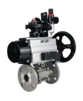 Кран шаровой DN.ru BV3131P(3pc)-FP-F-ISO-H Ду100 Ру16 полнопроходной трехсоставной, фланцевый, нержавеющая сталь 304, уплотнение - PTFE, 22х22, F10, WDVF, пневмопривод DN.ru PA-DA-105-1, пневмораспределитель 4M310-08 AC220V, БКВ APL-210N и БПВ AFC2000