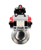 Затвор дисковый поворотный DN.ru WBV3131S-2W-T-H Ду65 Ру10, резьбовой, пищевая нержавеющая сталь 304, уплотнение - Silicon, с пневмоприводом PA-SA-083, пневмораспределителем 4M320-08 AC220V и БКВ APL-410N EX