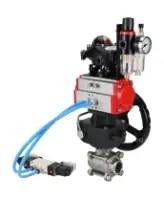 Кран шаровой DN.ru BV3232P(3pc)-FP-W-ISO-H Ду50 Ру40, полнопроходной, нержавеющая сталь 316, PTFE, под приварку, с пневмоприводом PA-DA-083, пневмораспределителем 4V320-10 AC220V, БКВ APL-210N, ручным дублером MON2-450-T28-ISO, БПВ AFC2000