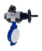 Затвор дисковый поворотный DN.ru WBV3434Pf-2W-Fb-R Ду200 Ру16 корпус - углеродистая сталь WCB, диск - углеродистая сталь WCB, футерованный PTFE, уплотнение - PTFE, с пневмоприводом PA-DA-105-1, с пневмораспределителем 4V320-08 AC220V, БКВ APL-210N