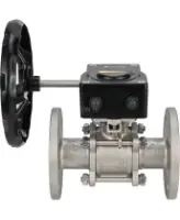 Кран шаровой DN.ru BV3232P(3pc)-FP-F-ISO-H Ду20 Ру40 трехсоставной из нержавеющей стали SS316, фланцевый, уплотнение - PTFE, полнопроходной с ISO-фланцем и редуктором DN.ru HAM RQN1-180Z-T40