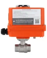 Кран шаровой DN.ru BV3232P(2pc)-FP-T-ISO-H Ду10 Ру63 полнопроходной двухходовой, нержавеющая сталь 316, внутренняя резьба, уплотнение - PTFE, с электроприводом четвертьоборотным QT-N-003EM-O1-220VAC-У1 MINI