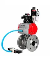 Кран шаровой DN.ru BV3232P(2pc)-FP-F-ISO-H WDVF Ду65 Ру16 полнопроходной, фланцевый, корпус - нержавеющая сталь 316, уплотнение - PTFE, с пневмоприводом PA-SA-130, пневмораспределителем 4V320-08 AC220V, БКВ APL-210N и БПВ AFC2000