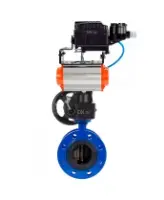 Затвор дисковый поворотный DN.ru WBV1331E-2W-F-H Ду200 Ру16 фланцевый, корпус - чугун GGG40, диск - нержавеющая сталь 304, EPDM, с пневмоприводом DN.ru PA-DA-140, позиционером DN.ru YT-1000RSN без обратной связи и ручным дублером DN.ru MON4-1200-T54-ISO