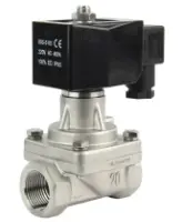 Клапан электромагнитный DN.ru VS731-PT-NC-24VAC 1 1/2″ Ду40 Ру5 прямого действия двухходовой, корпус - сталь нержавеющая 304, присоединение - внутренняя резьба, уплотнение - PTFE, нормально-закрытый, катушка - 24 В AC