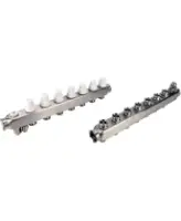 Коллекторная группа DN.ru GC4-31-7 1″ Ду25 Ру10 отводов — 7, в сборе с терморегулирующими клапанами и запорно-балансировочными клапанами, дренажным краном и воздухоотводчиком, с заглушками, без переходников, корпус - нержавеющая сталь AISI 304