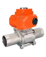 Кран шаровой DN.ru BV3232P(3pc)-FP-W-ISO-H LONG Ду100 Ру16 полнопроходной, под приварку, корпус - нержавеющая сталь SS316, уплотнение - PTFE, с 1/4-оборотным электроприводом QT-N-020EM-O1-220VAC-У1 220В HARK
